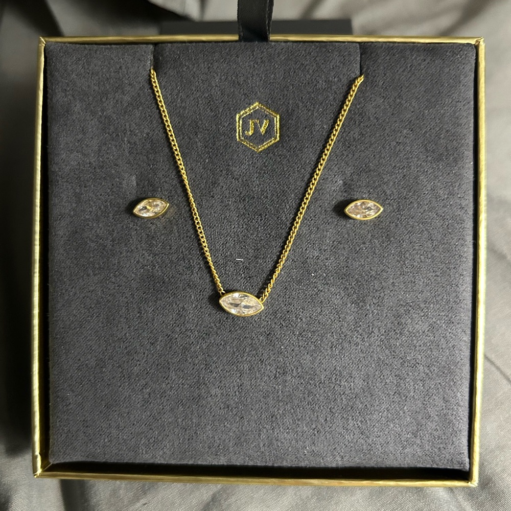 Gold Necklace and Earring Set
